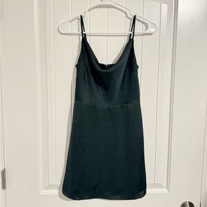 Aritzia Sunday Best Dark Green Satin Cowl Neck Mini Dress Size XS